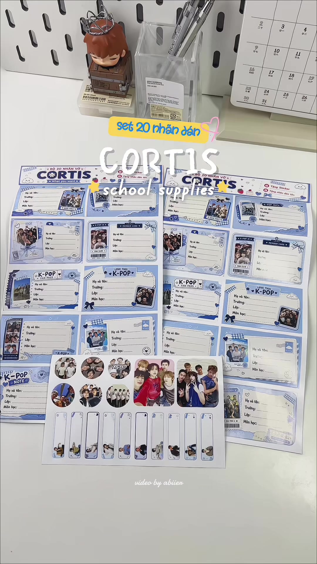 Set 20 labels CORTIS school supplies TikTok video