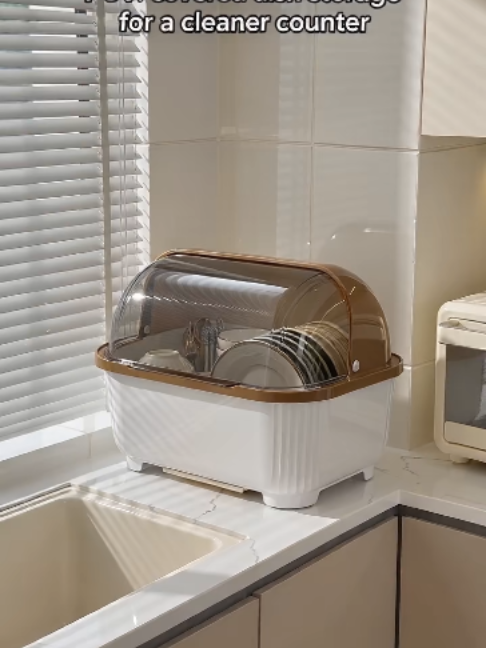 POV: covered dish storage for a cleaner counter TikTok video
