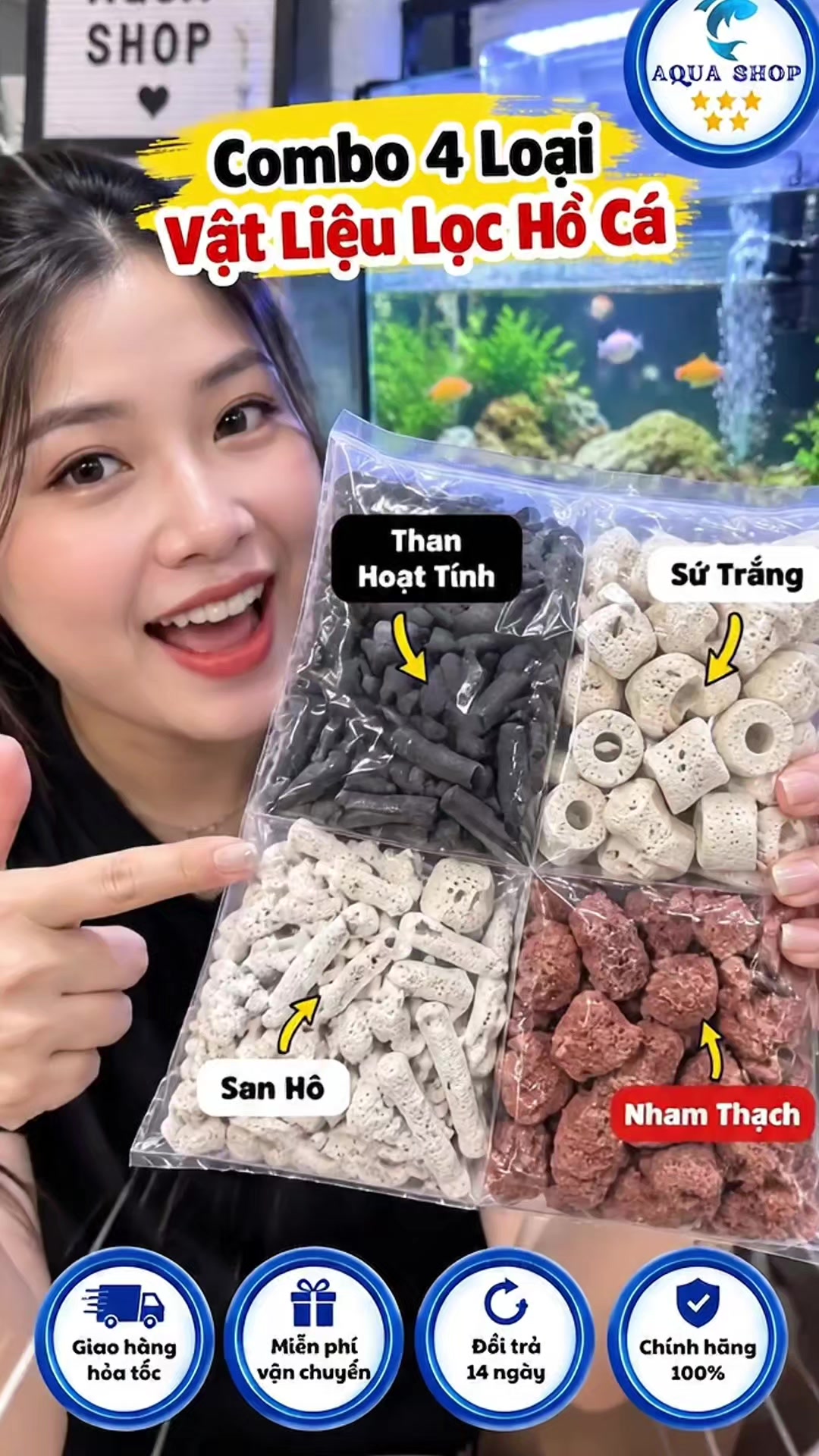 Combo 4 Loại Vật Liệu Lọc Hồ Cá TikTok video