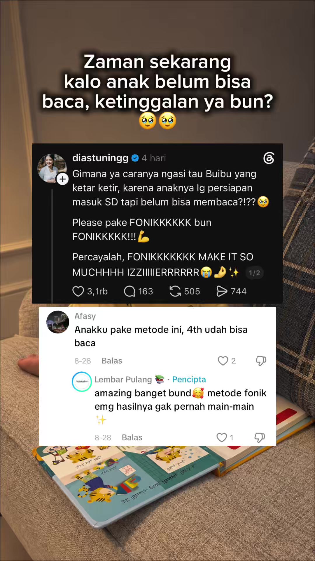 Zaman sekarang kalo anak belum bisa baca, ketinggalan ya bun? TikTok video