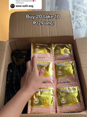 129 pesos, and you get 30 packs of Seoul Secret hair keratin. TikTok video