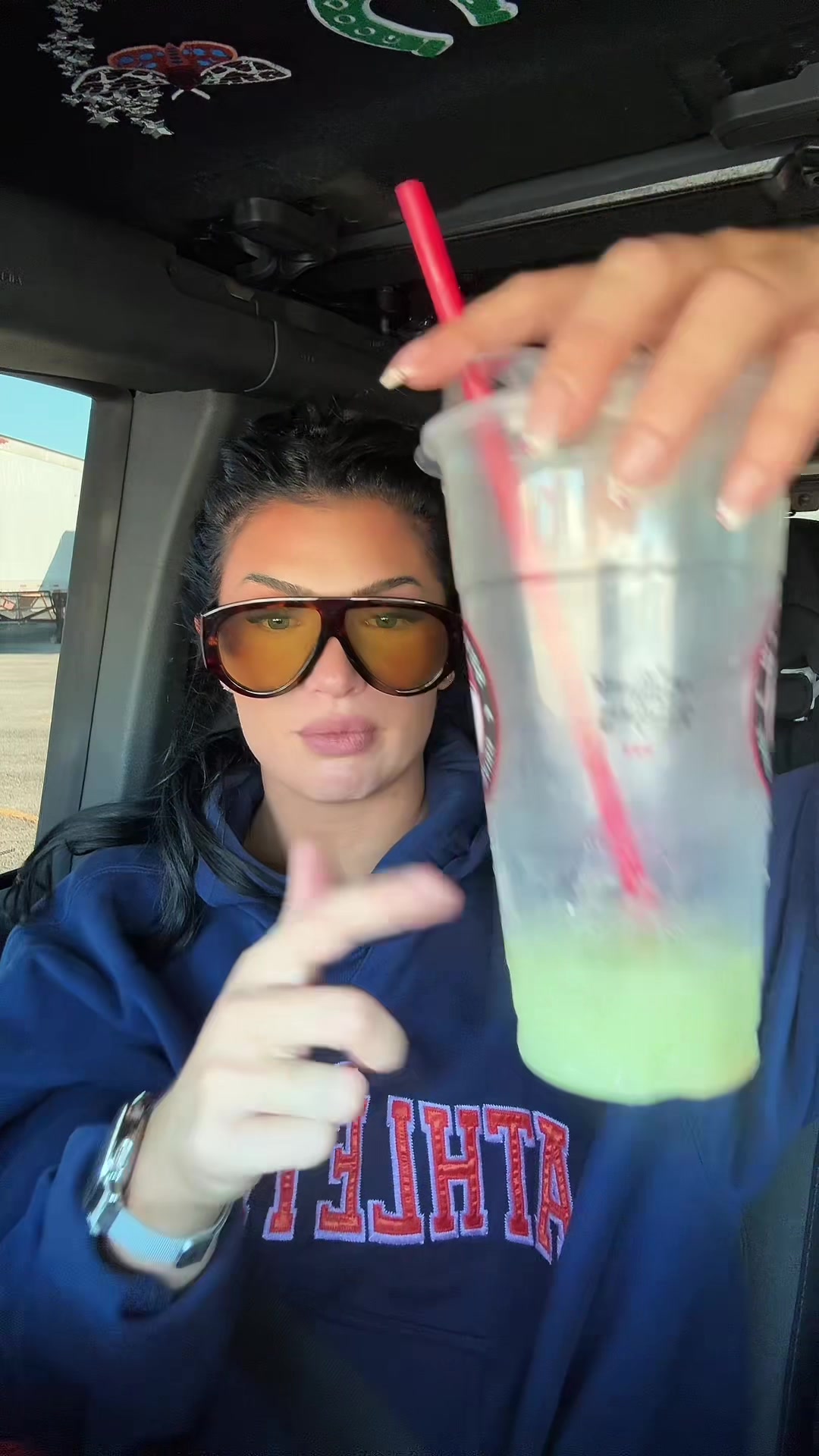 I'm so mad you guys, look, my 7brew drink has completely melted. TikTok video
