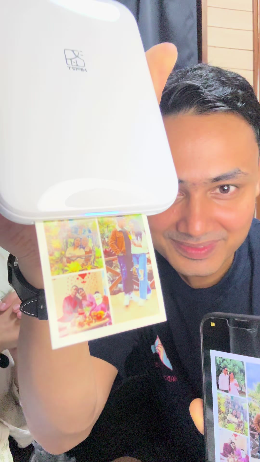 Show the printed photo, compare it with the original digital photo on the phone. TikTok video