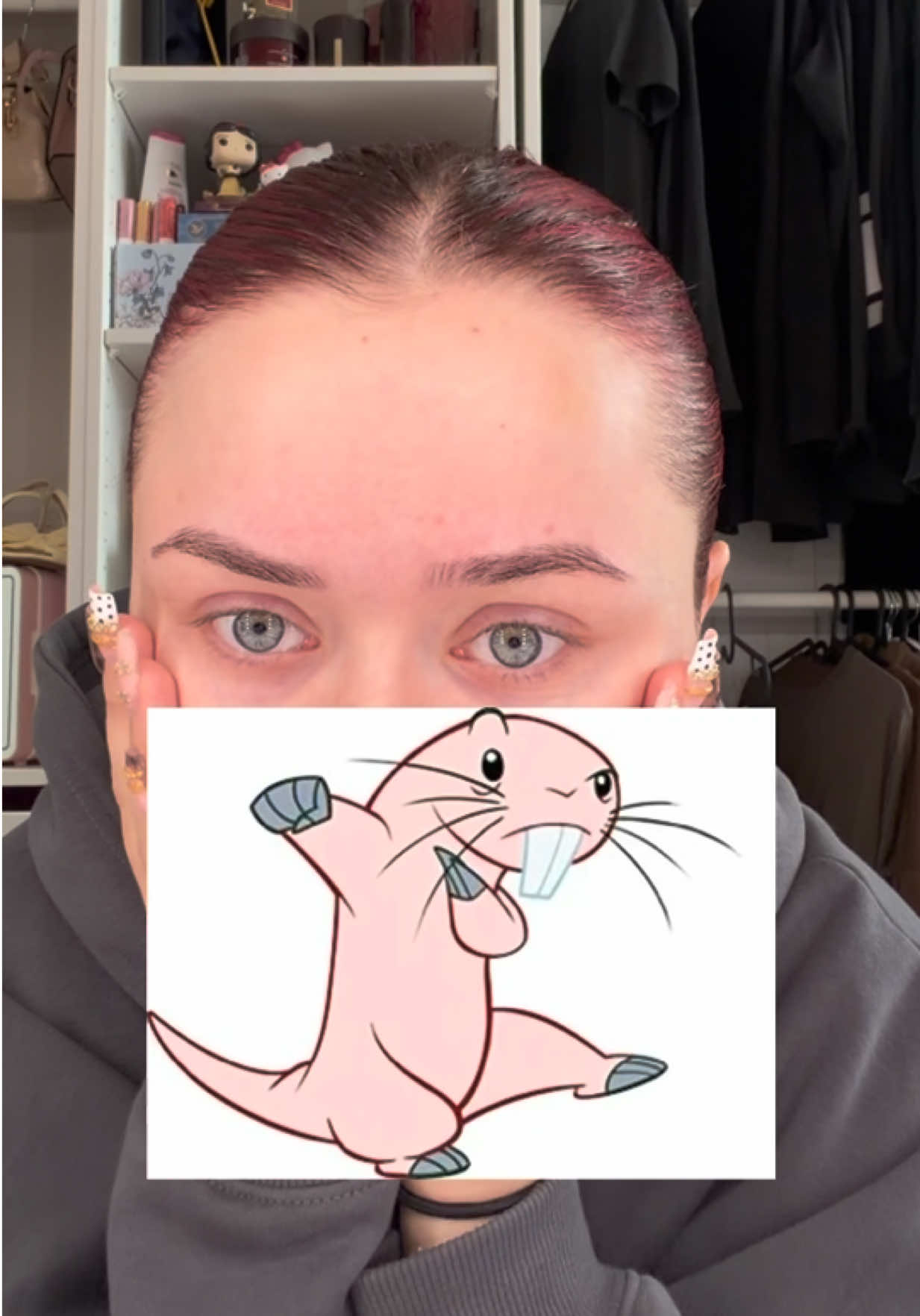 I took off my hair extensions, I have no natural lashes and no tattooed brows, which… TikTok video