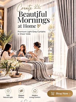 Create Beautiful Mornings at Home ♡ Premium Light Grey Curtains & Sheer Voile Soft… TikTok video