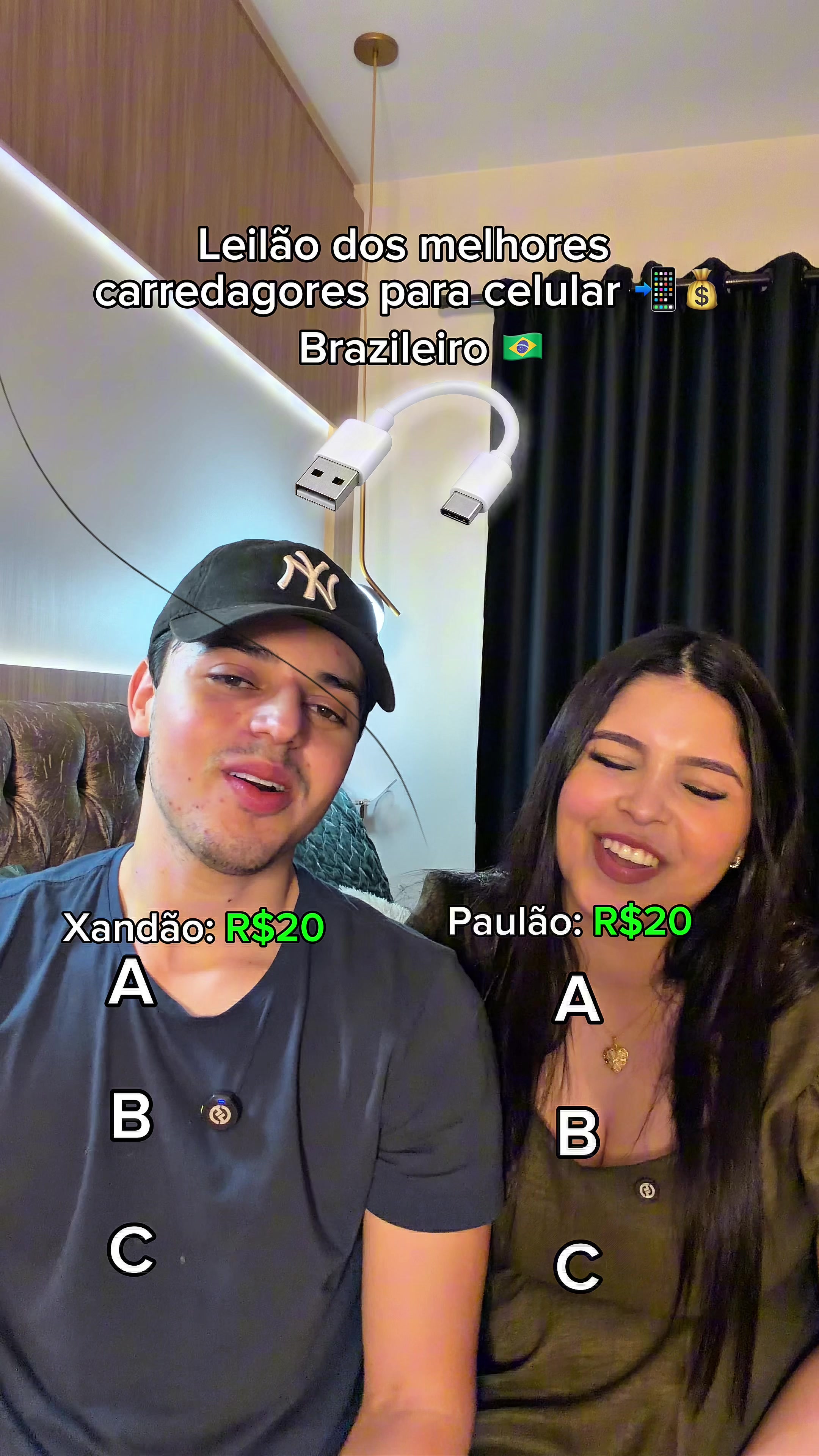 Auction of the best mobile chargers 📱💰 Brazilian 🇧🇷, Xandão: R$20, Paulão: R$20 TikTok video