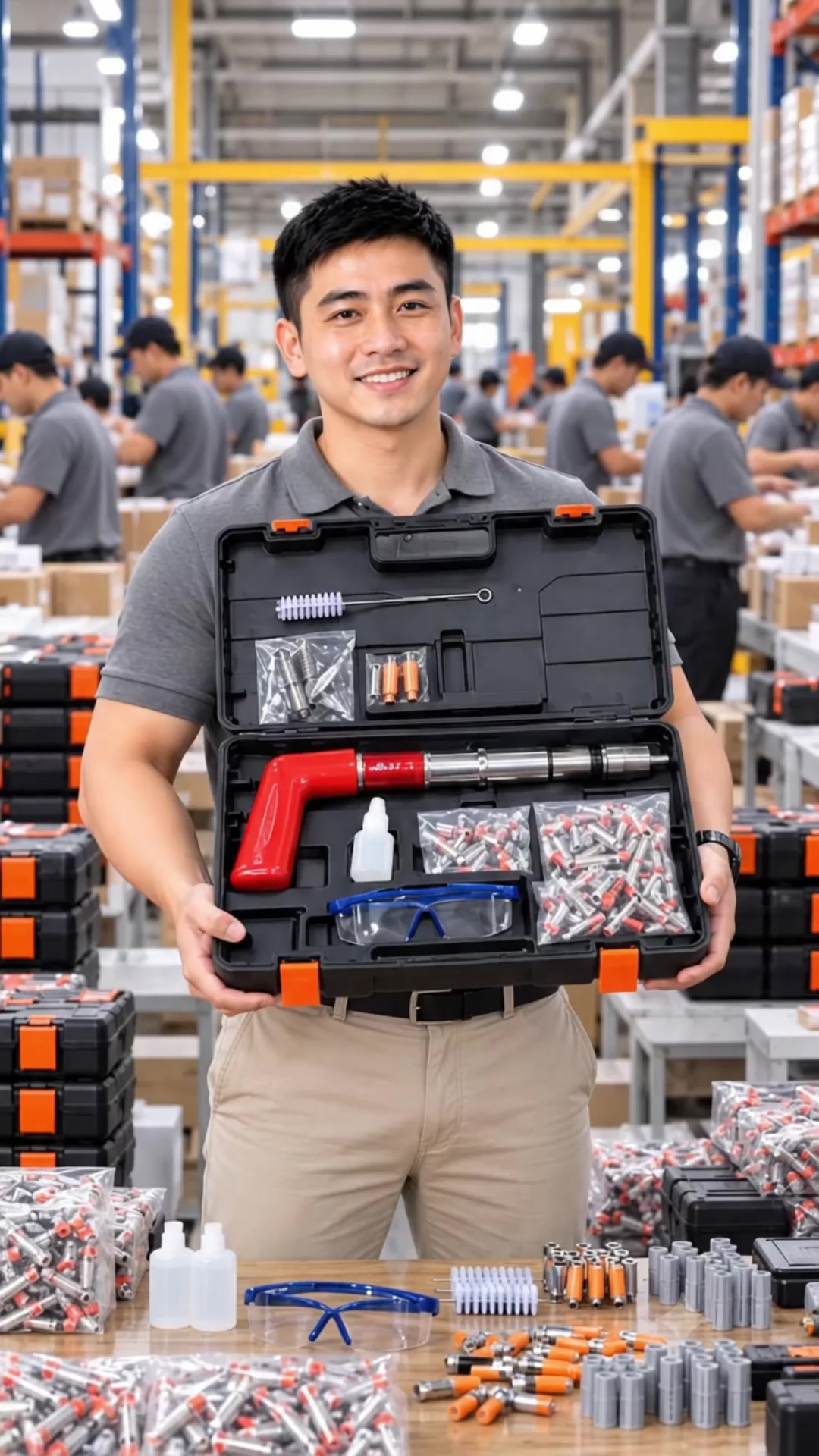 Check out this nail gun set, compactly stored in a portable case with neatly… TikTok video