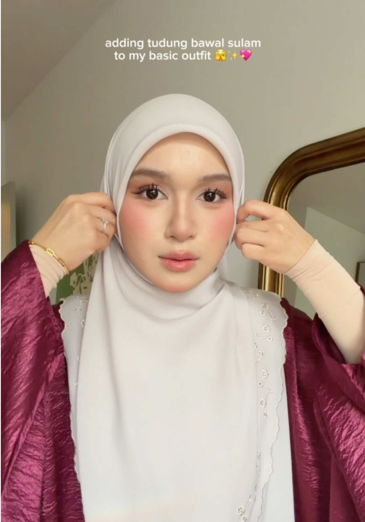 Adding tudung bawal sulam to my basic outfit 🥹💖 TikTok video