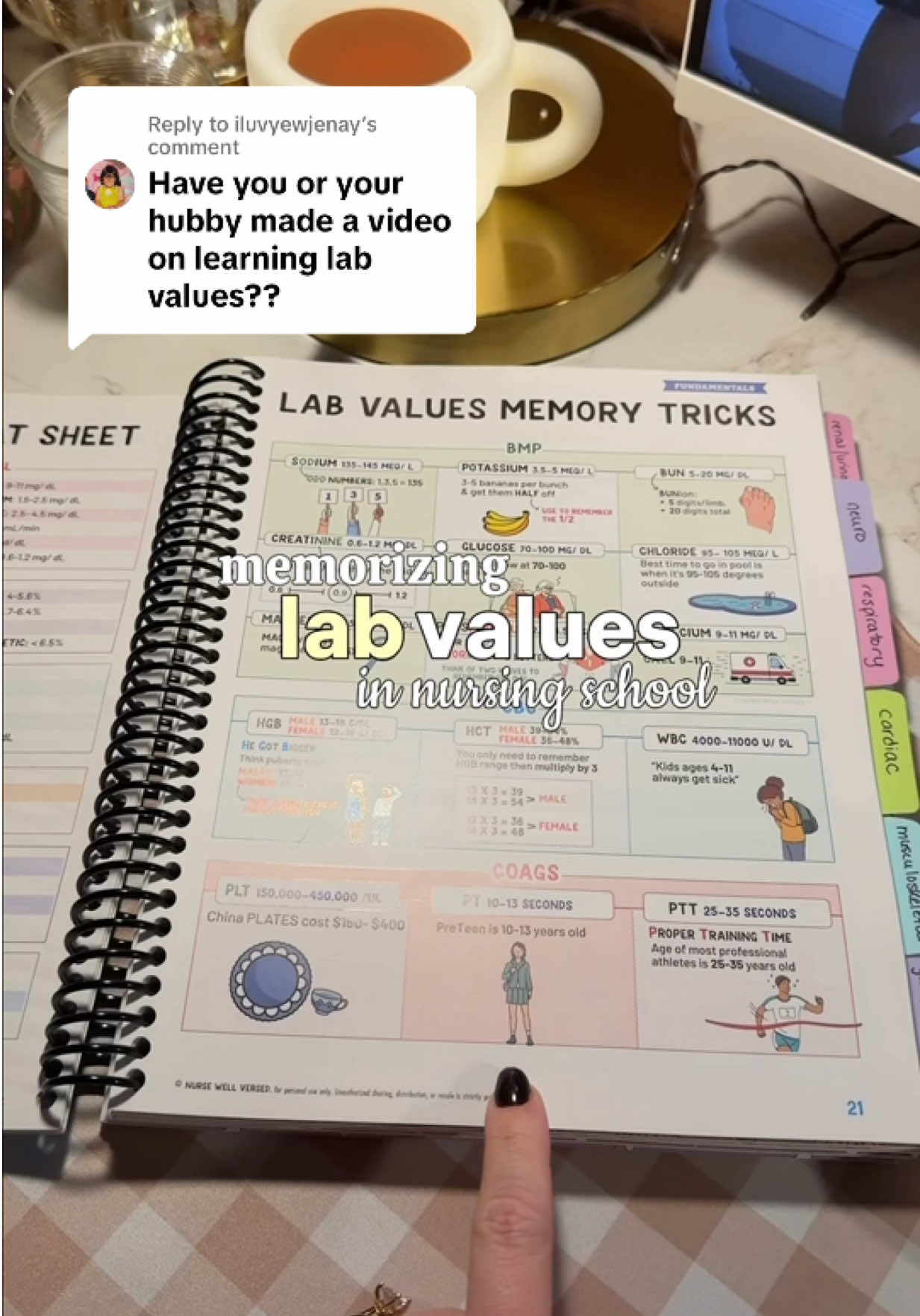 Memorizing lab values in nursing school TikTok video
