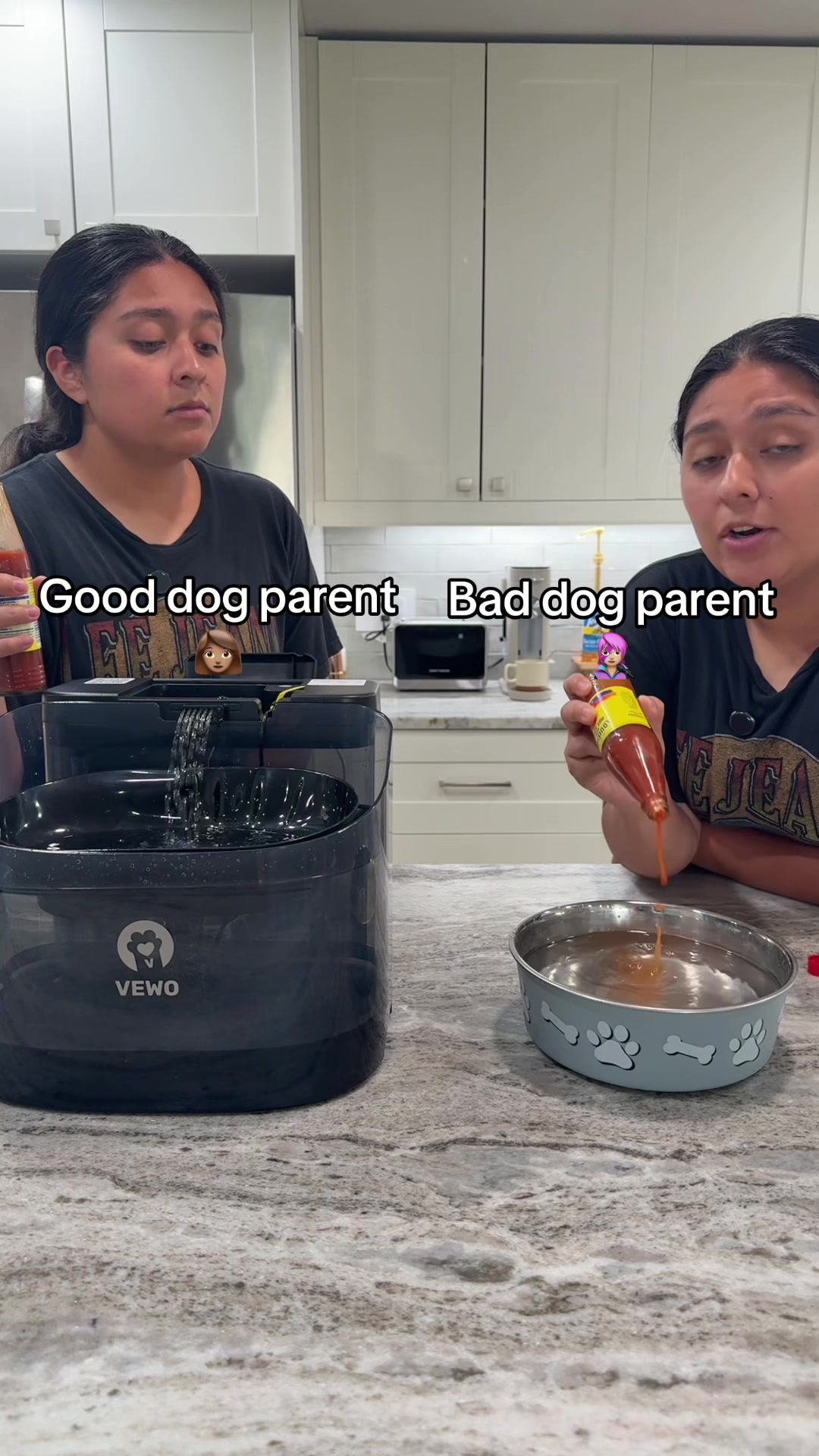What happens when you get contaminants in an American dog water bowl? TikTok video