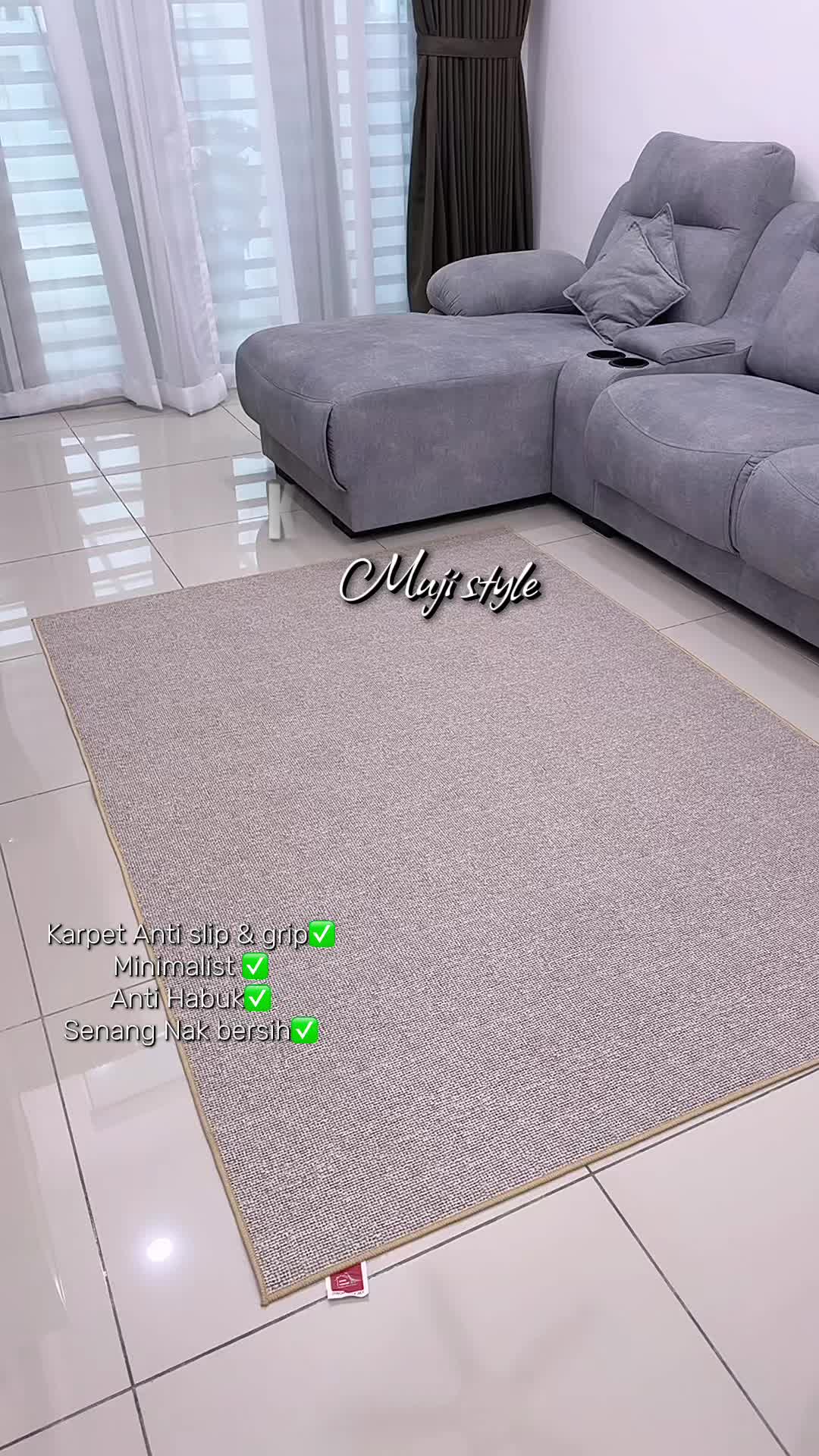 KARPET Muji style, Carpet Anti slip & grip✅, Minimalist✅, Anti Lint✅, Easy to clean✅ TikTok video