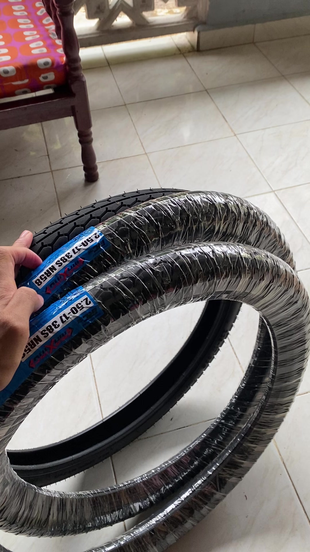 Tire specification label: 2.50-17 38S NR58 TikTok video