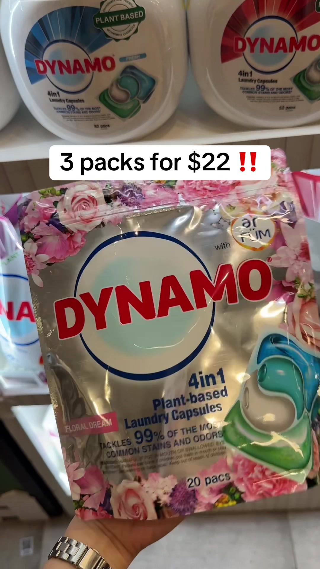 3 packs for $22 !!,4 in 1 laundry capsules TikTok video