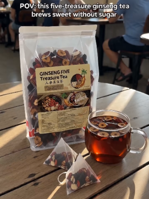 POV: this five-treasure ginseng tea brews sweet without sugar TikTok video