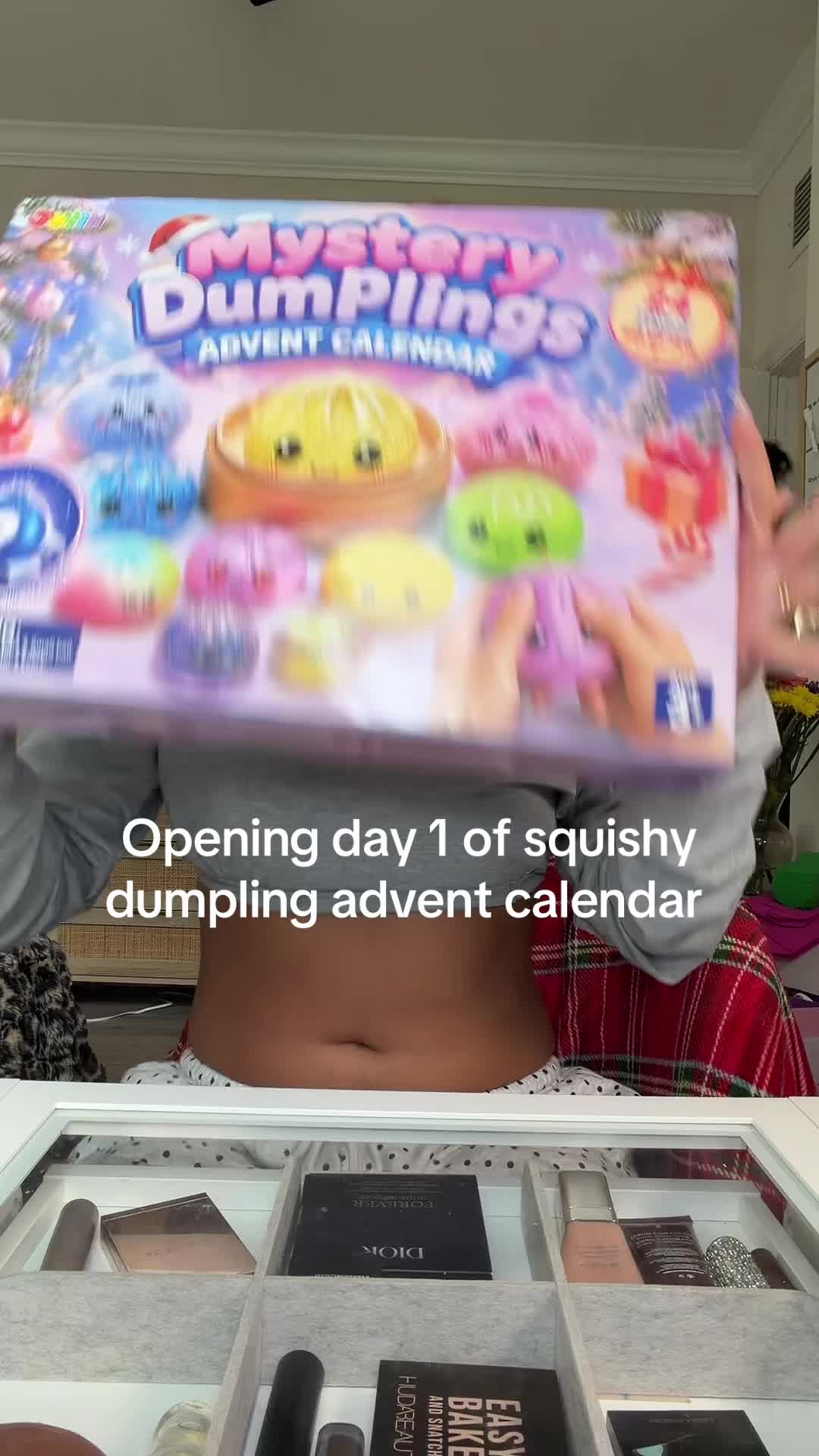 Opening day 1 of squishy dumpling advent calendar TikTok video