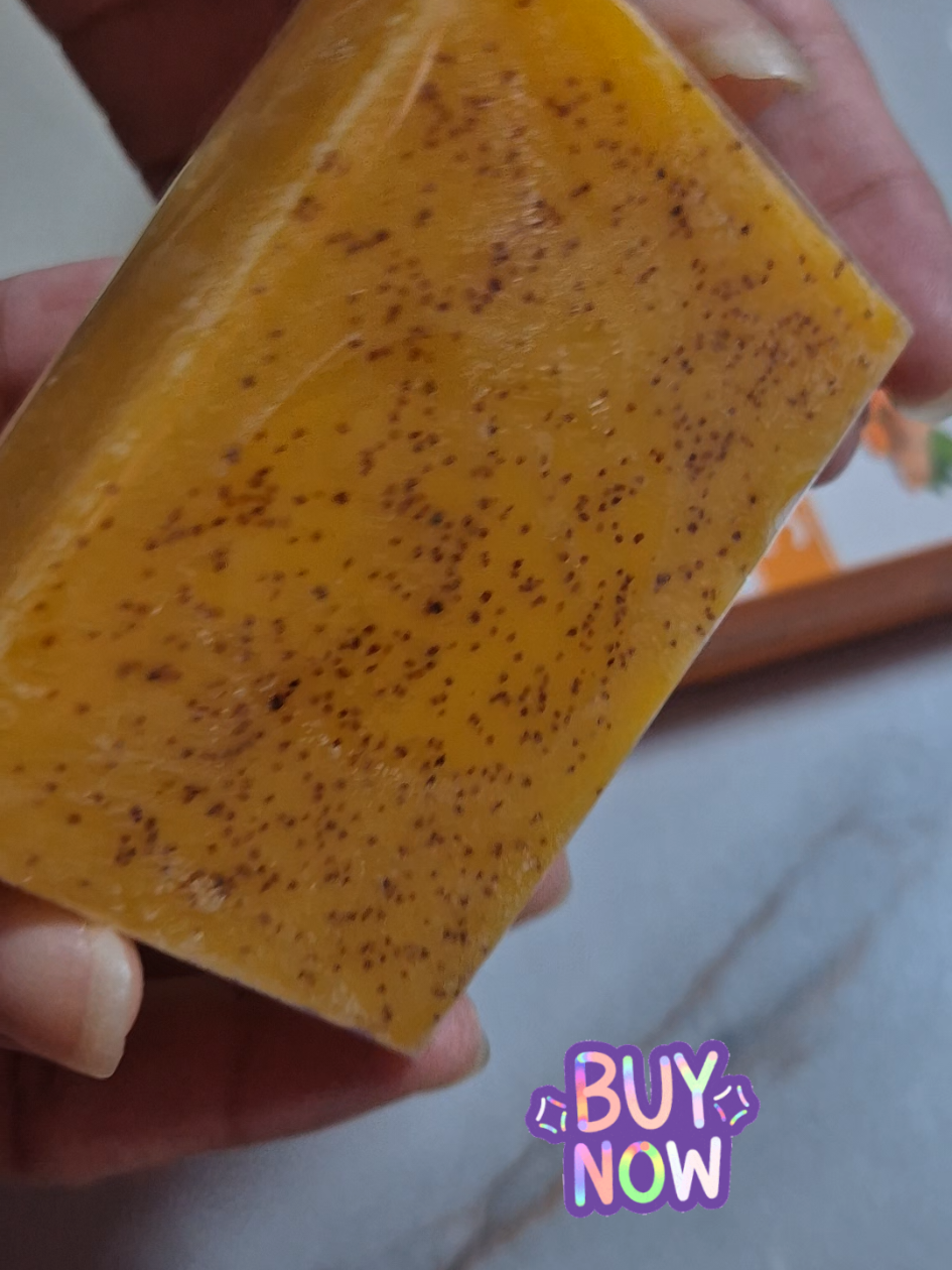 BUY NOW, TURMERIC SOAP BAR, ALL NATURAL, FOR FACE AND BODY. TikTok video