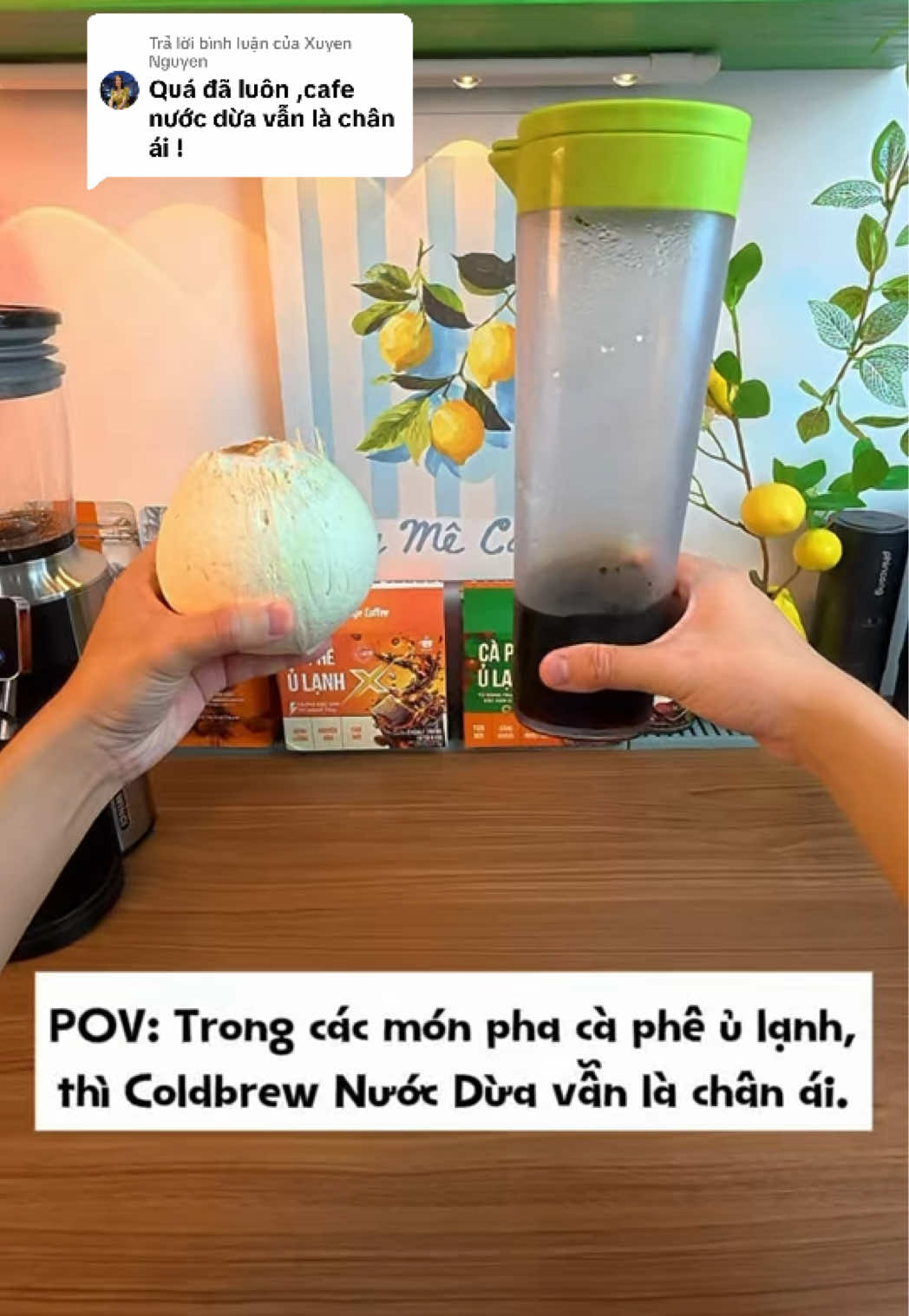Flip the glass over the coconut 15k VND coconut TikTok video