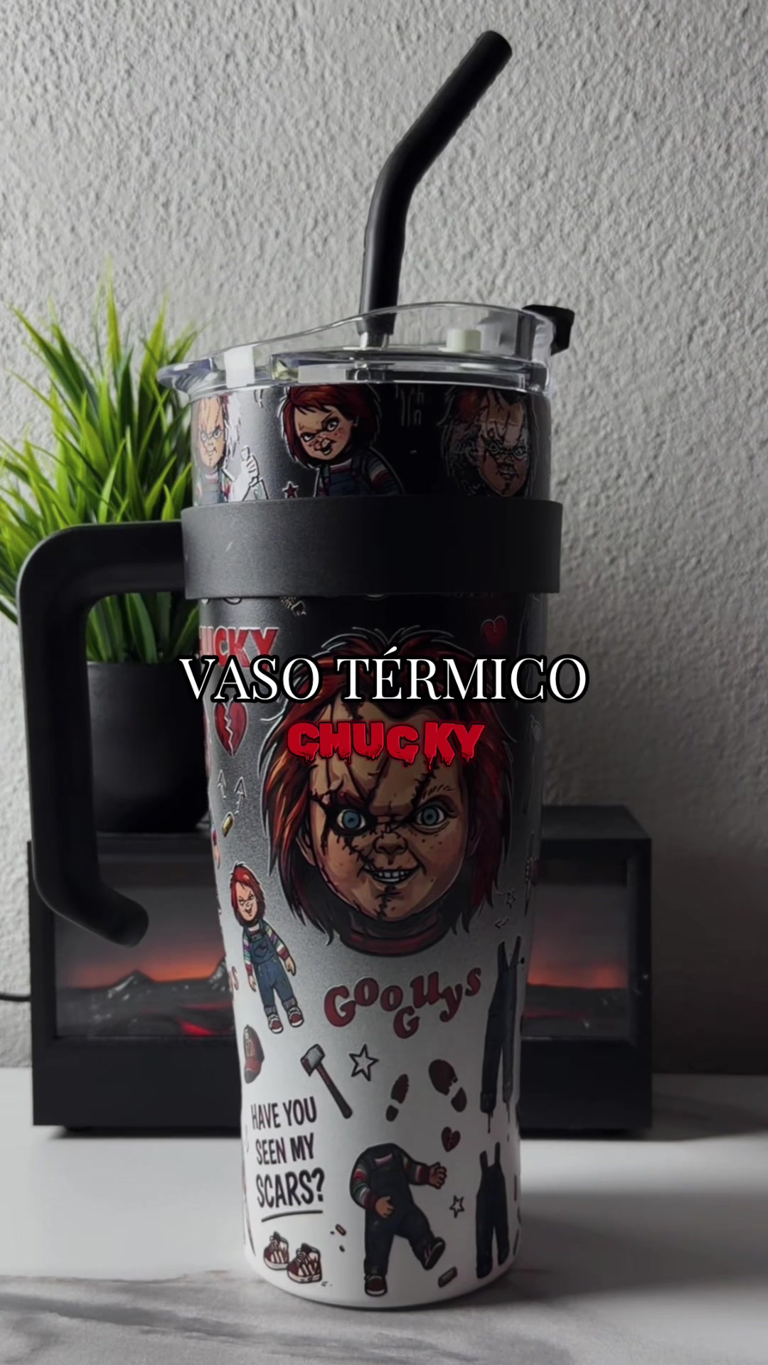 CHUCKY Thermos Tumbler, Goo Guys series, HAVE YOU SEEN MY SCARS? TikTok video