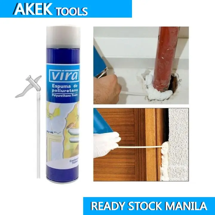 Vira Polyurethane Foam PU Foam Spray (750ml) Fills Cracks And Joints, Gaps Around Pipes, Vents ready stock manila