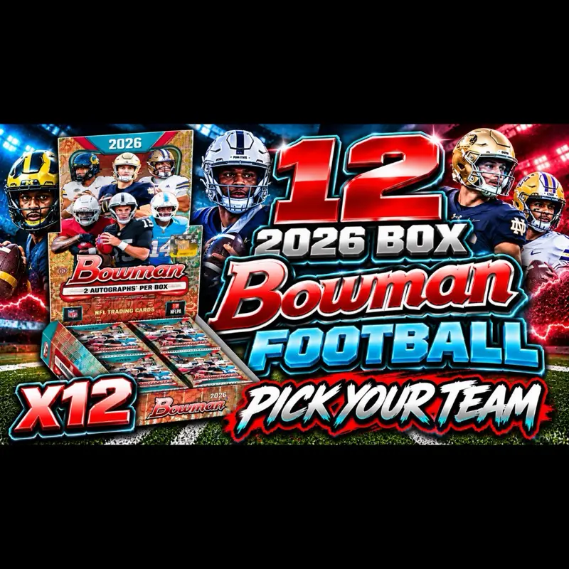 8 2026 Bowman Football Jumbo Football Hobby Box Full Case Pick Your TEAM