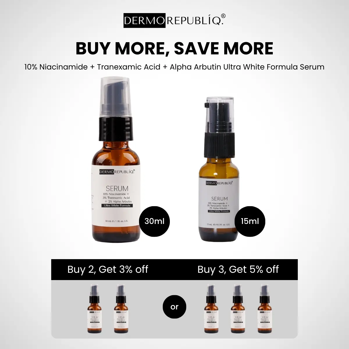 Dermorepubliq Ultra White精华，10% Niacinamide+3% Tranexamic Acid+2% Alpha Arbutin