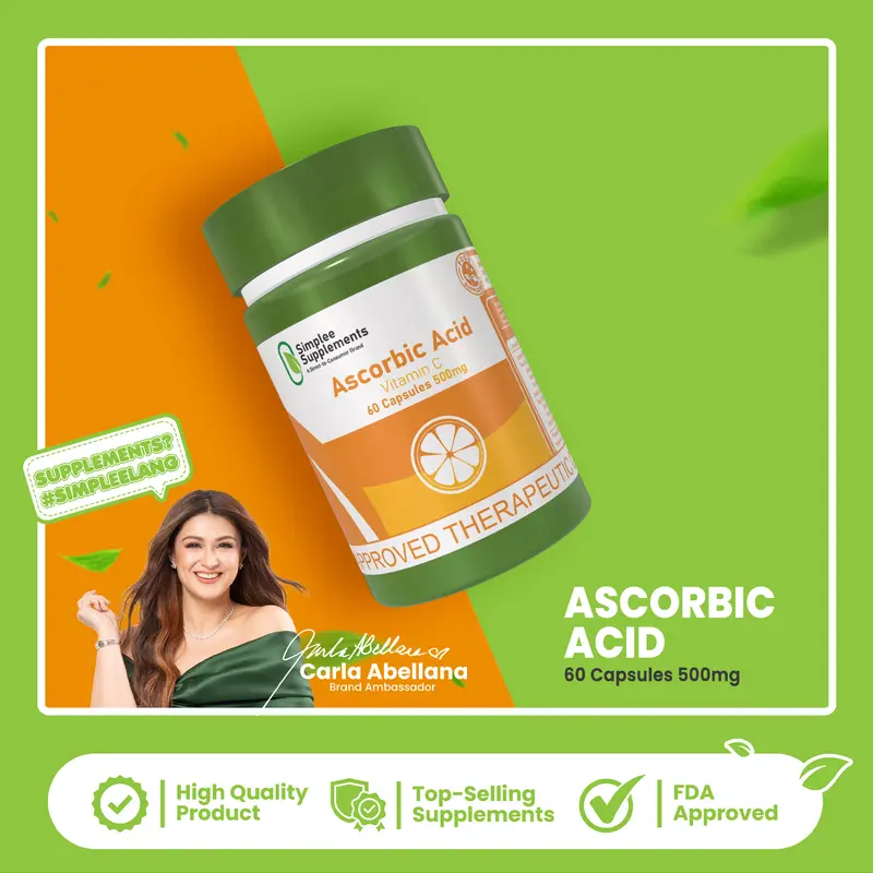 Simplee Ascorbic Acid (Vitamin C) Capsule Supplements – FDA Approved | 500mg | 60 Capsules – Daily Immune System Support, Skin Brightness, and Antioxidant Protection for Overall Wellness and Better Dietary Defense Against Everyday Environmental Stress [1]