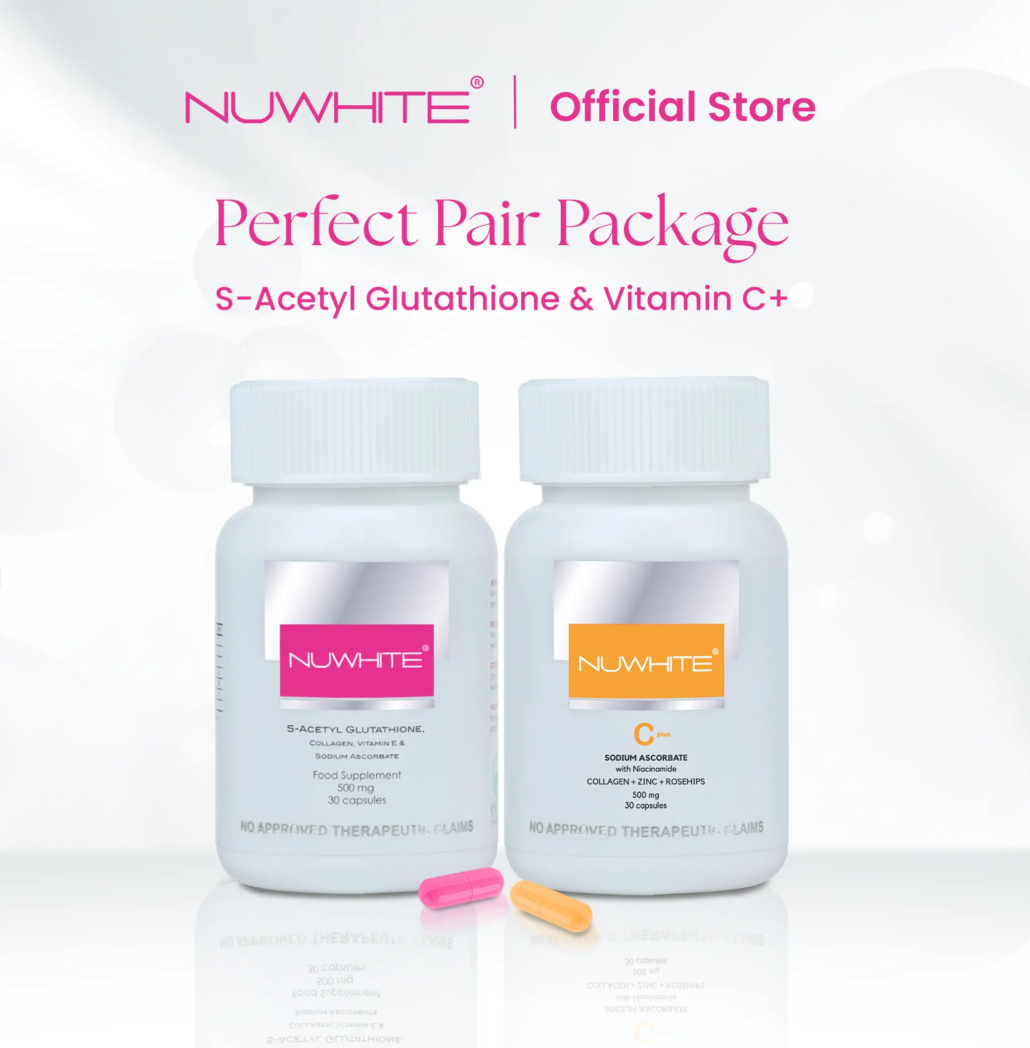 Combo NUWHITE Perfect Pair – bộ đôi S-Acetyl Glutathione và Vitamin C