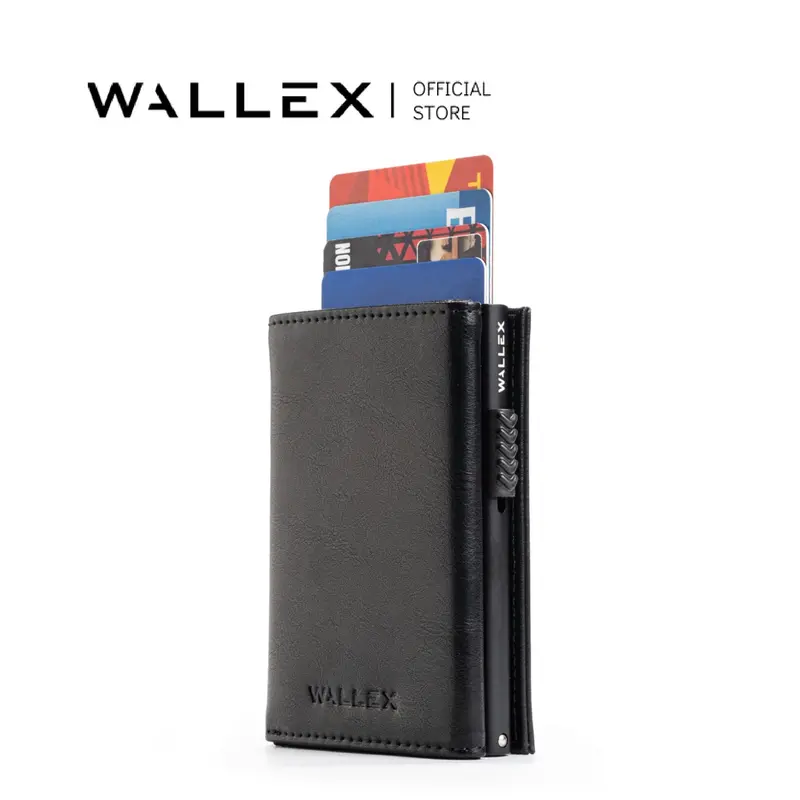 Wallex 3 Pop Up Leather Trifold Card Holder Wallet Magnetic Closure with Coin Pocket Cards Wallet