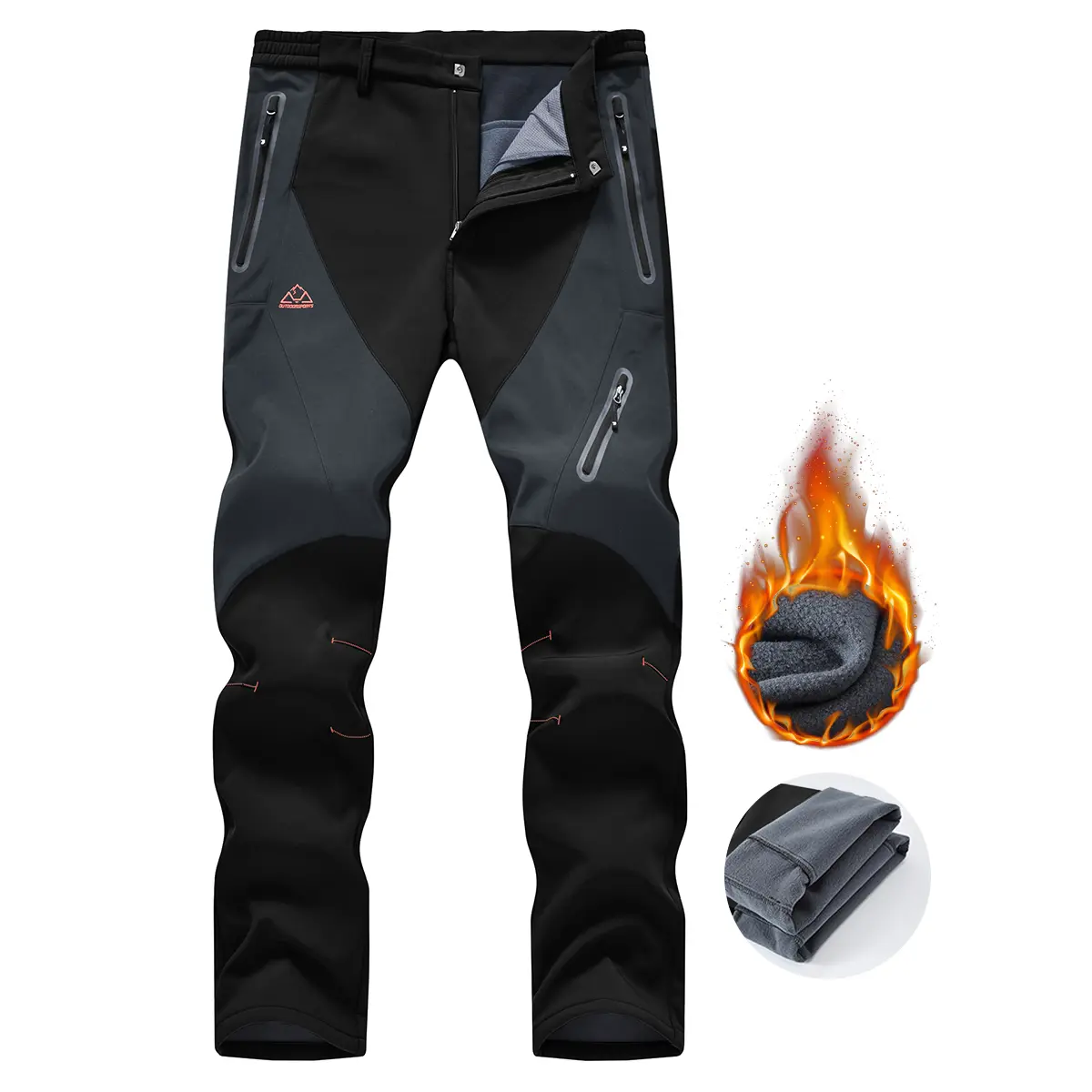 【Selección del creador】Pantalones impermeables GOPUNE para hombre, térmicos con forro, tipo softshell para senderismo, nieve, esquí y actividades al aire libre en invierno, con bolsillos con cremallera