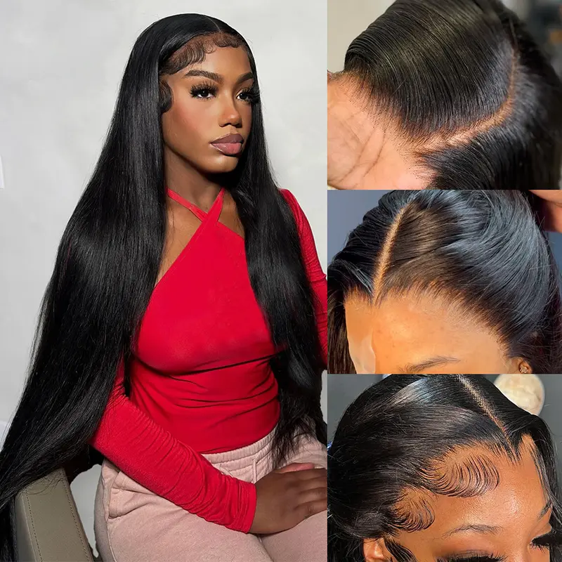 [New Upgrade] Pizazz Drawstring Glueless Wig 13x6 HD Transparent Lace Front Human Hair Wigs 220 Density Pre-Cut / Pre-Plucked Brazilian Straight Lace Frontal Wig With Tiny Knots