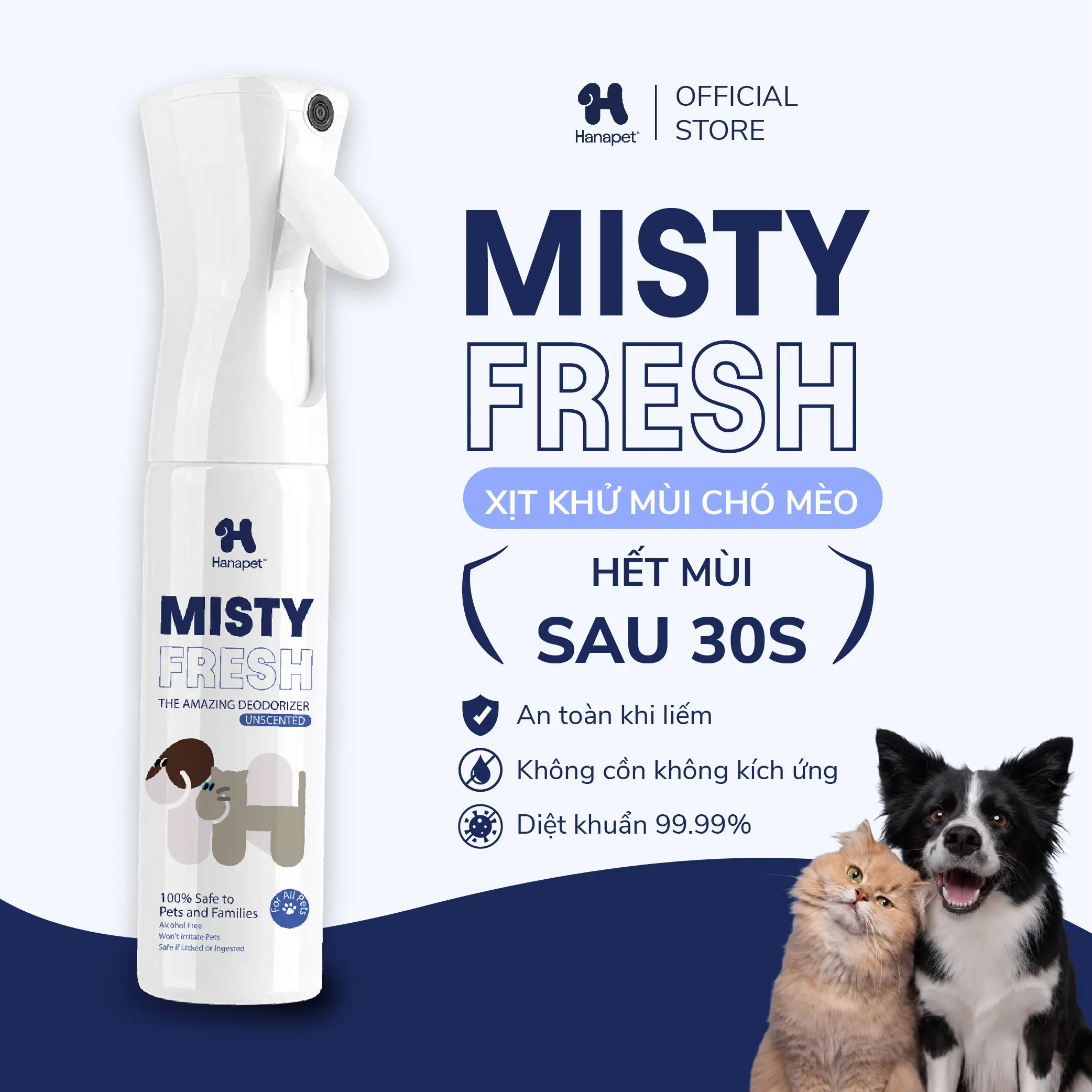 Hana Pet Việt Nam Misty Fresh猫狗除臭喷雾，抑菌去除尿骚异味，宠物适用，300ml