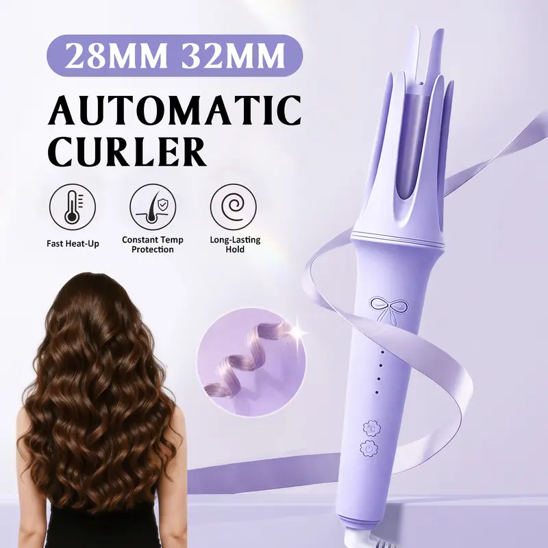 Automatic Rotating Hair Curler with Negative Ions, Two-Way Curling Wand for Big Waves and Long-Lasting Curls, for All Hair Types