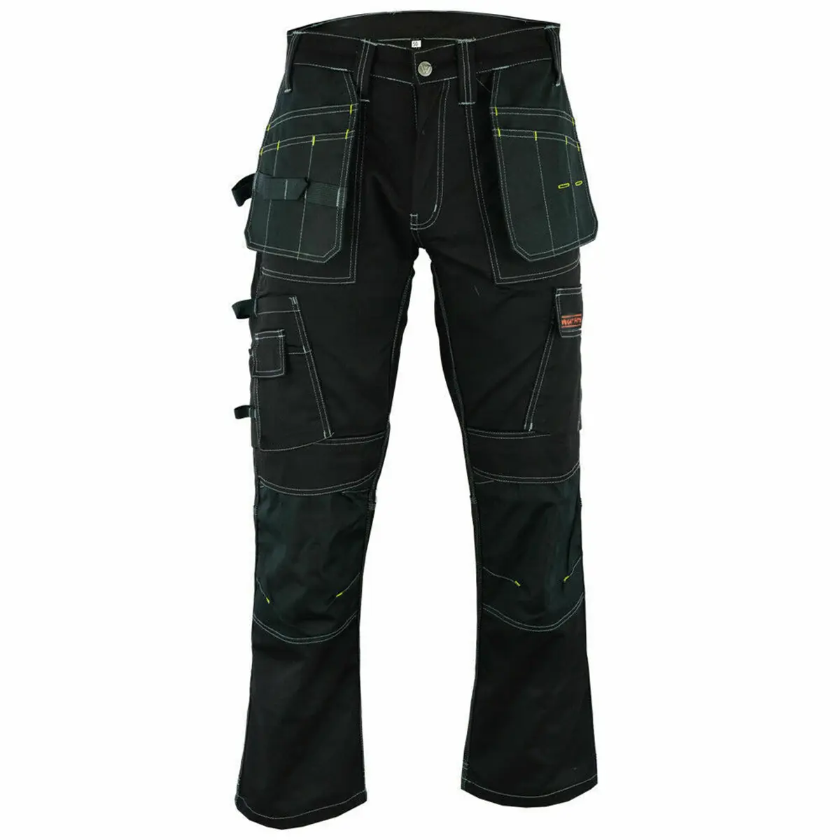 Pantalones de trabajo para hombre WrightFits Pro Builder, negros, tipo cargo y con múltiples bolsillos