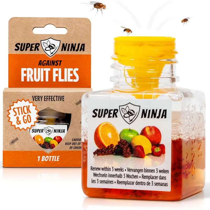 Super Ninja コバエ捕獲トラップ｜室内用・再生プラスチック製ボトル・1本で最長3週間・貼って置くだけの簡単設計・植物