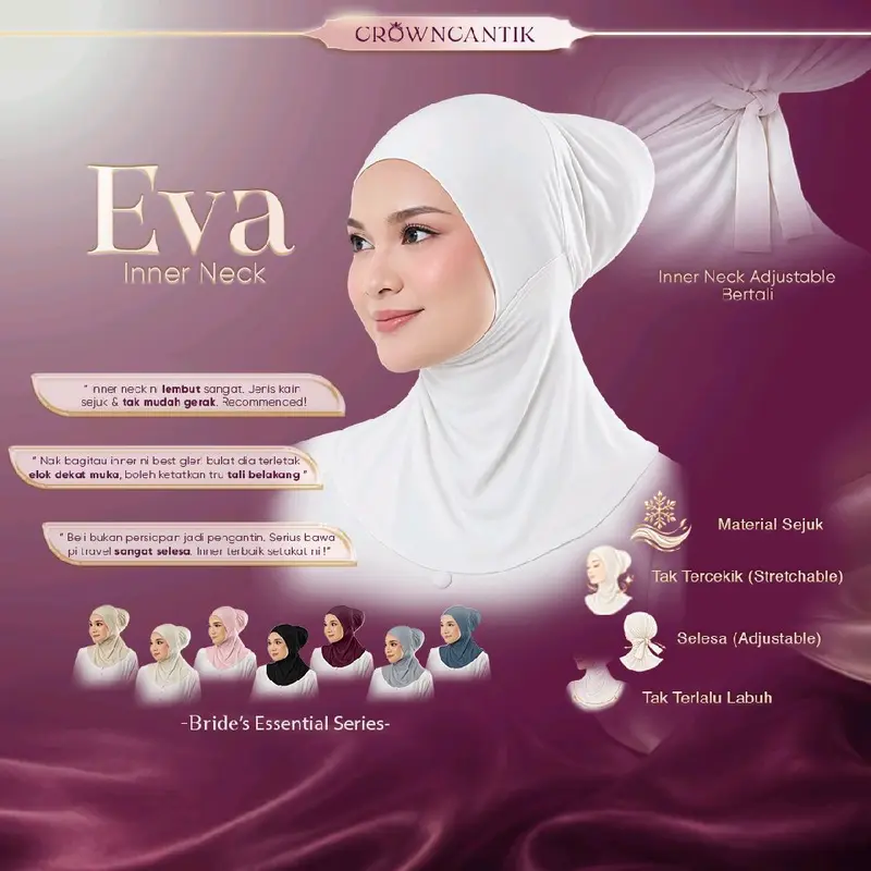 EVA INNER NECK bertali BRIDE SELESA air lite softcotton inner ikat adjustable ninja pengantin sejuk inner nikah