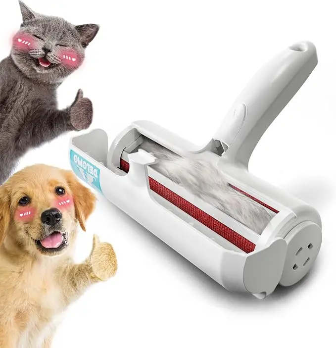 DELOMO Rol Pembersih Bulu Kucing & Anjing untuk Tangan Kanan, Bisa Dipakai Ulang, Membersihkan Sendiri dengan Wadah Bulu Terintegrasi, Siap Pakai (1 Buah)