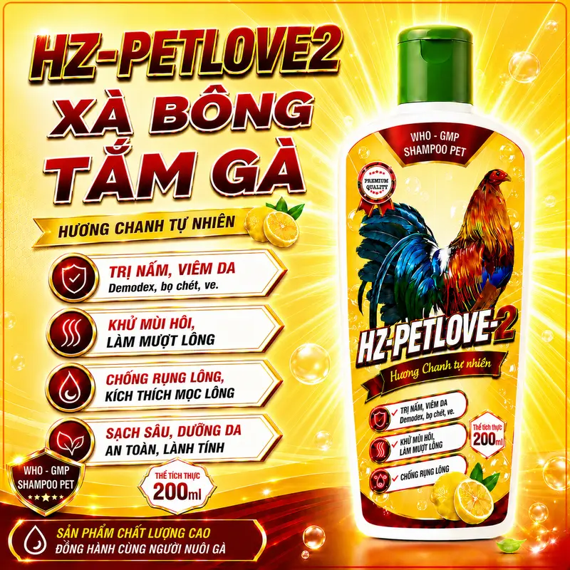 Xà Bông Tắm Gà 200ML HZ-Petlove2 sạch mạt, bóng lông, dưỡng lông