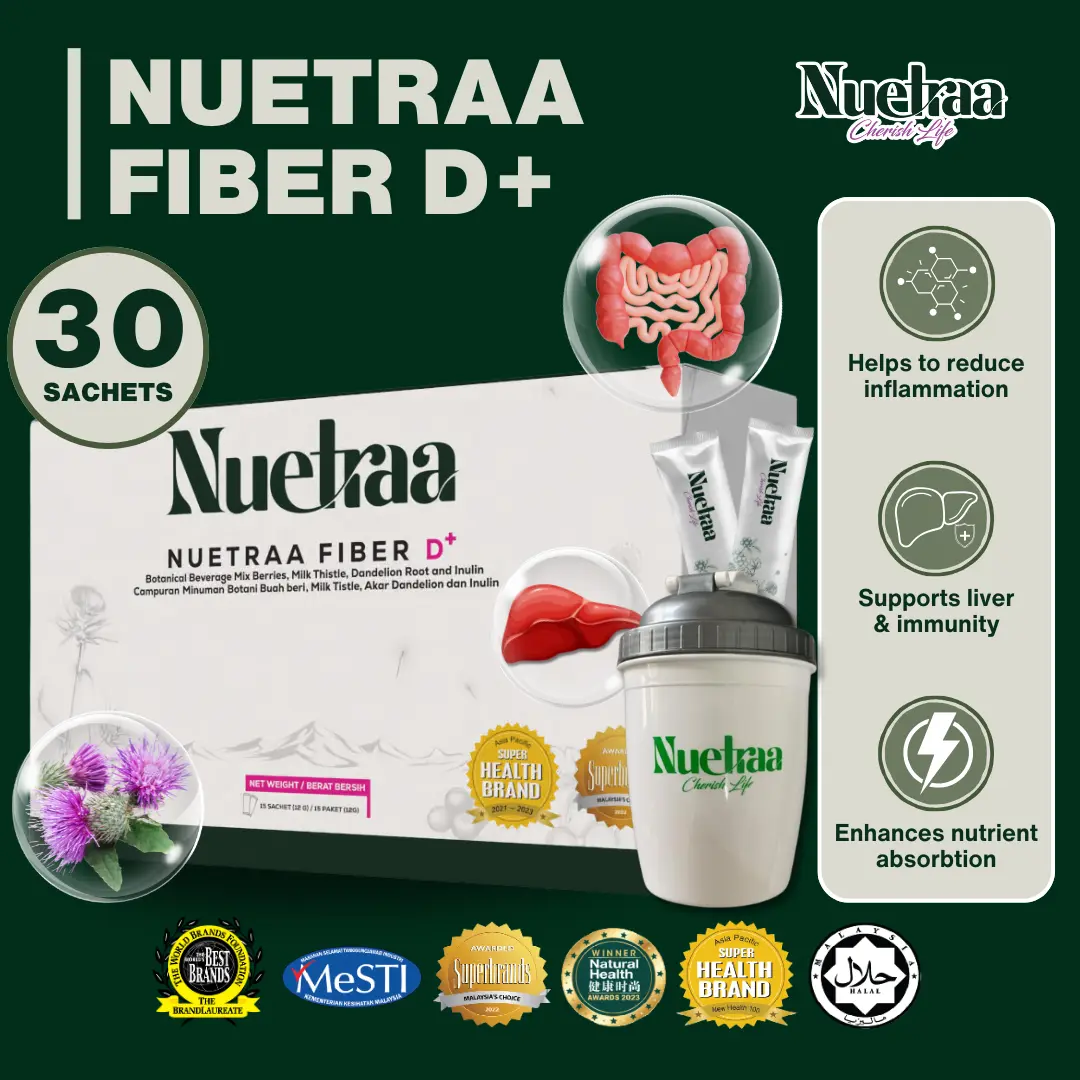 Amazing Nuetraa Fiber D+ com prebióticos, cardo-mariano e raiz de dente-de-leão para adultos