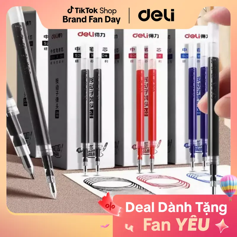 Deli S206 Gel Pen Refill Set in Blue, Black and Red, Compatible with A575 and A057B Pens