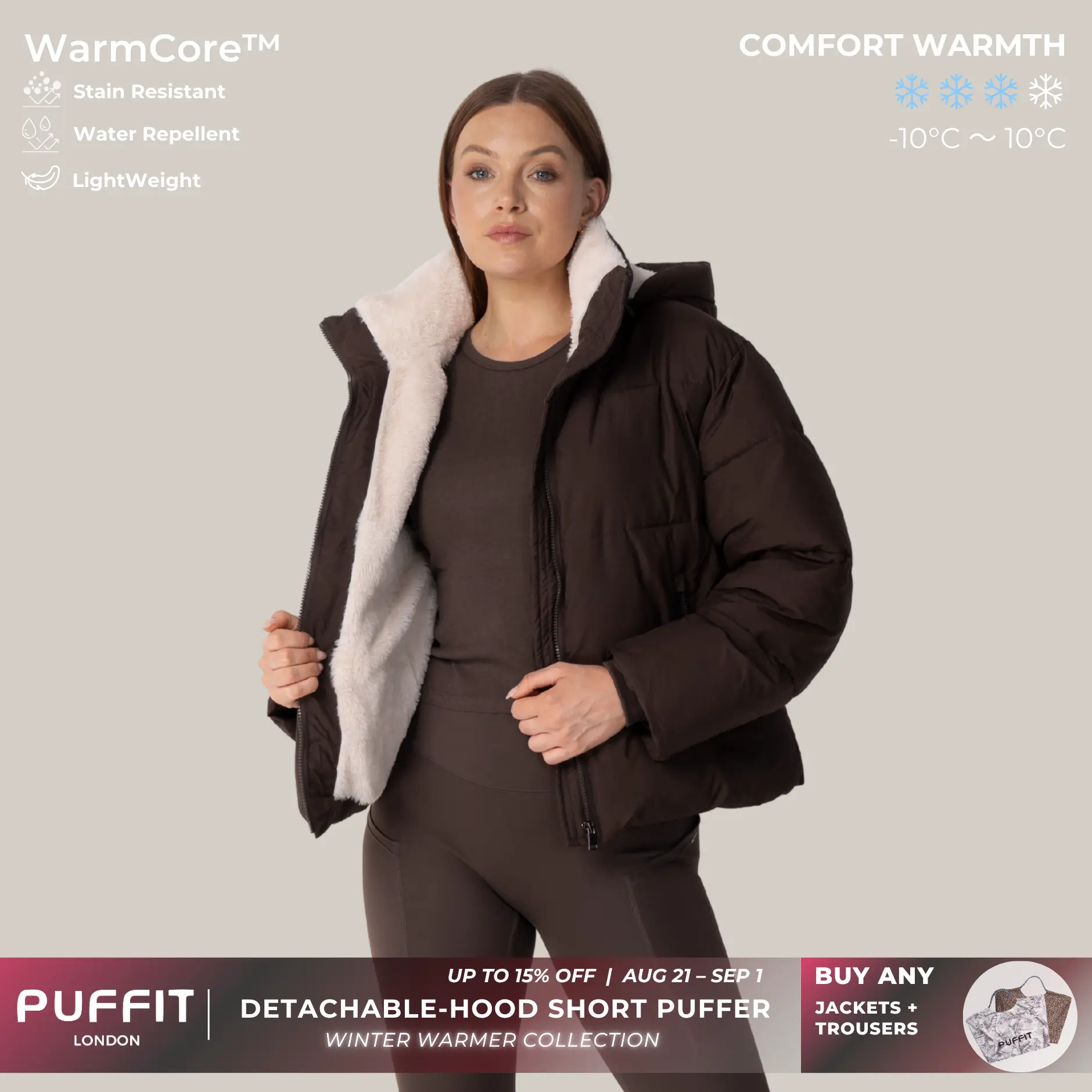 Veste matelassée courte PUFFIT WarmCore Premium avec capuche amovible et doublure imitation fourrure au choix, veste d’hiver légère pour femme à manches longues, poches zippées, manteau chaud matelassé décontracté, automne, shopping, 2026