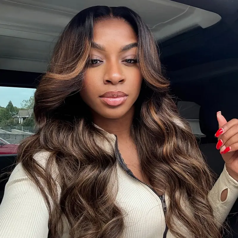 [Bye Bye Slip] Peluca UNice sin pegamento de cabello humano, con mechas balayage, ondas, cordón ajustable y cierre de encaje HD 7x5 precortado, nudos decolorados y fácil de usar para principiantes #tiktokshopstockup