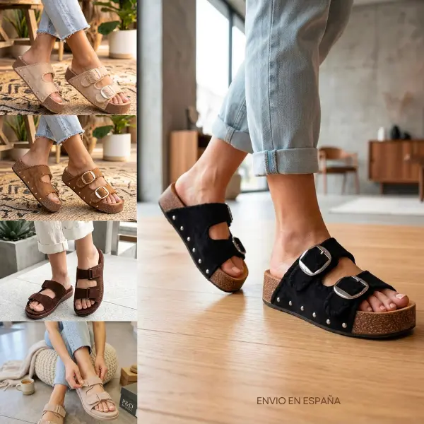 Sandalias femeninas de verano estilo Hebillas de moda
