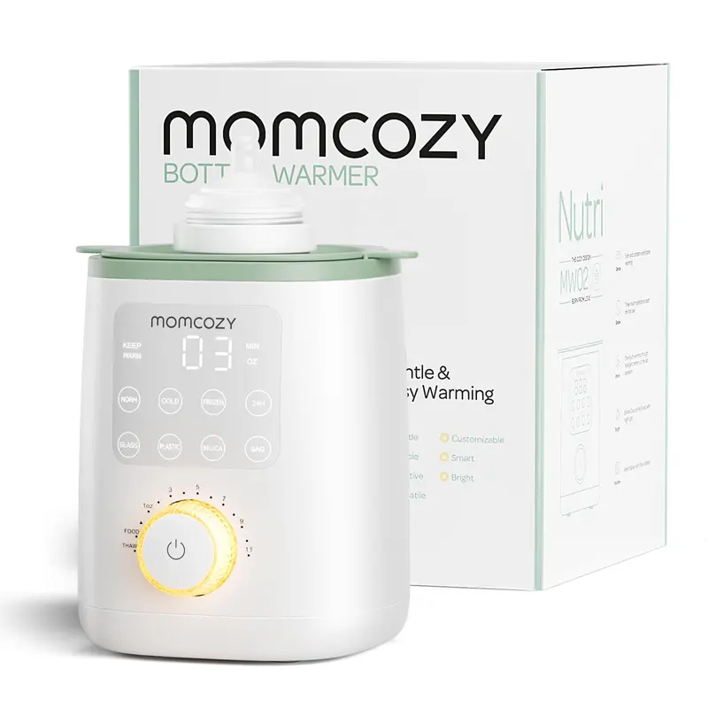 Chauffe-biberon Momcozy Nutri 9 en 1 avec veilleuse, température précise pour préserver les nutriments du lait maternel, compatible avec tous les biberons de lait maternel ou infantile
