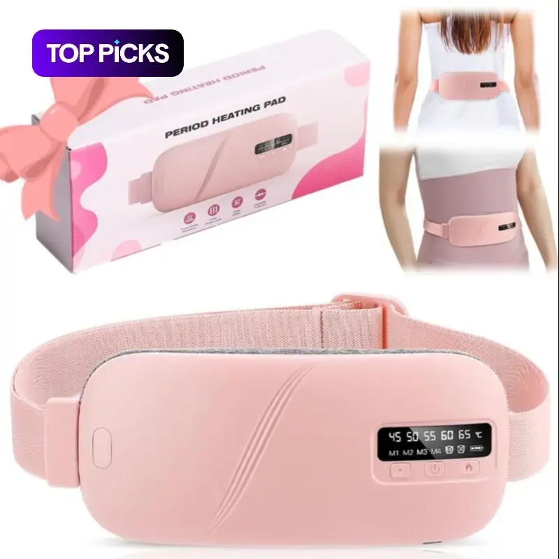 휴대용 다기능 여성용 생리 온열 패드·허리 마사지 벨트 | 5단계 온열·4단계 진동, 복부 워머, 가정·여행용 #TOP PICKS