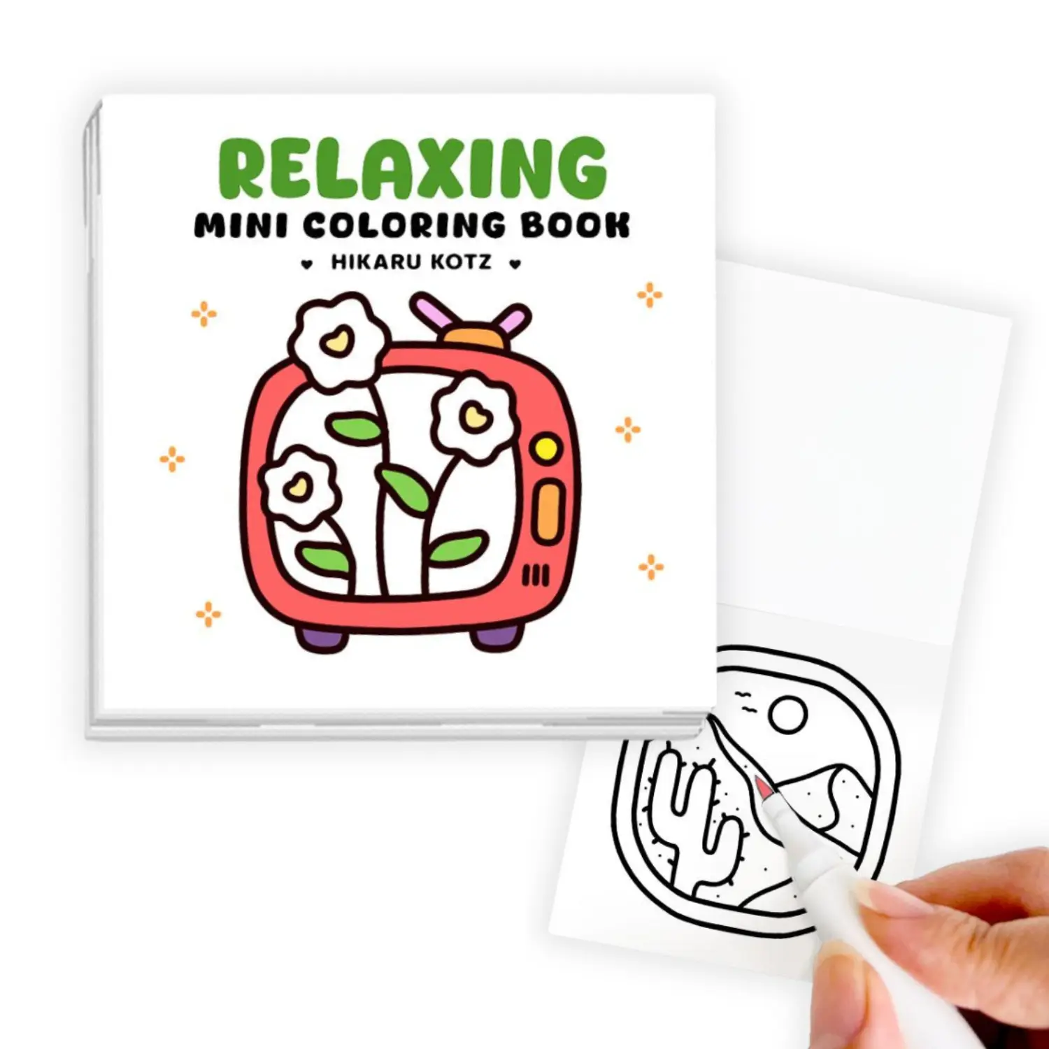 Buku Mewarnai Mini Ukuran Saku untuk Dewasa & Anak (3x3") dengan 50 Desain Sederhana dan Lucu untuk Relaksasi