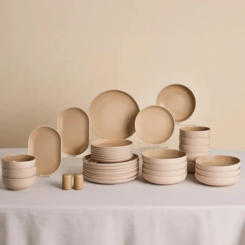 Karaca Terra 36-Piece Dinnerware Set for 8 People, Cream