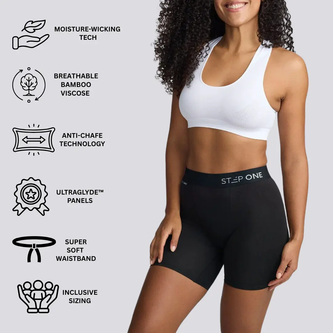 Step One Women's Anti-Chafe Body Shorts, 2-Pack, Breathable Bamboo Viscose with Soft Waistband