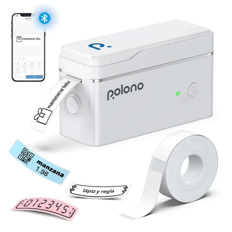 POLONO P31S tragbarer Bluetooth-Etikettendrucker, kompakter Handdrucker mit hoher Druckgeschwindigkeit, 203 dpi, für Zuhause und Büro, mit intelligenten KI-Funktionen