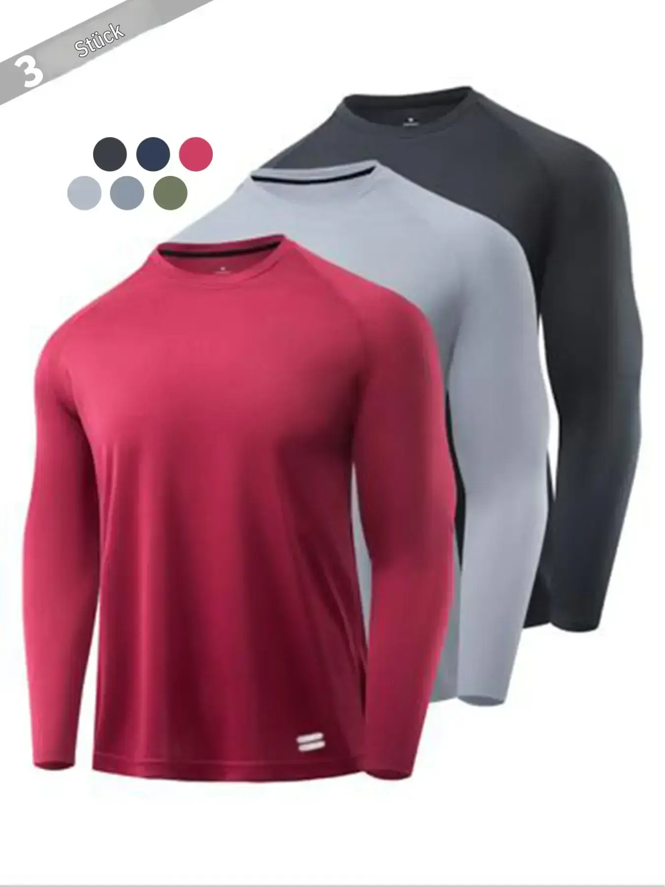 【Black Friday】3/4/5-Pack Long Sleeve Sporty T-shirts, Breathable Moisture-Wicking Quick-Dry, Elastic Casual Workout Tops, Ideal for Gym and Running, Lightweight Sports Tops, Training Apparel