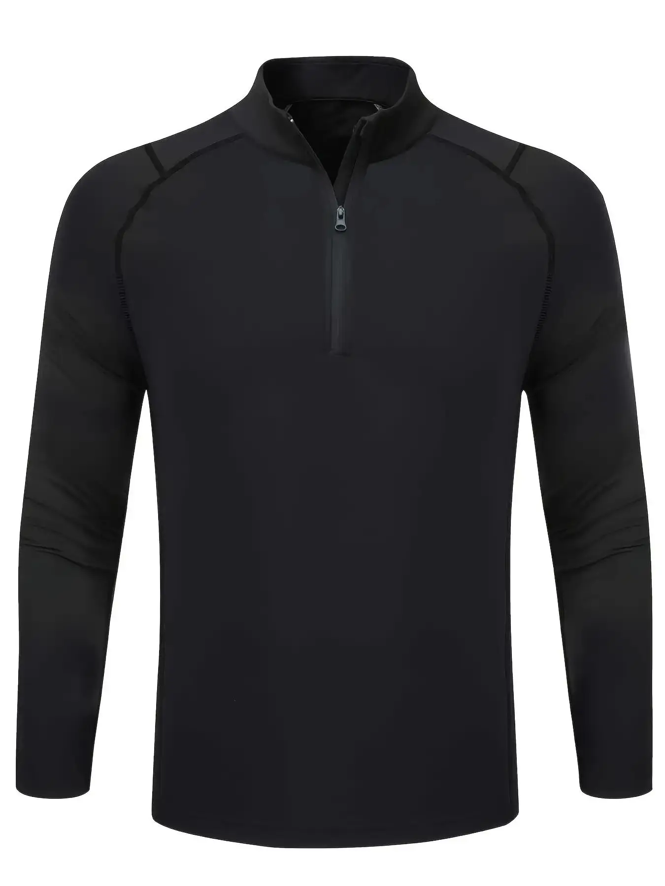【Black Friday】Men's Plain Zipper Mock Neck Sweatshirt, Smooth Zipper Closure, Understated Elegance, Appeal Of The Slim Fit Style, Slim Casual Sporty Thermal Long Sleeve Top, Men Top for Spring & Fall Daily Wear, National Day Clothing
